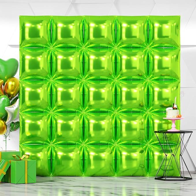 NISOCY 25PCS Green Square Foil Balloons Wall Backdrop Double Sided Light Green Christmas Balloon Tunnel Arch Kit for Birthday Christmas Graduation Wedding Anniversary Summer Jungle Party Decorations