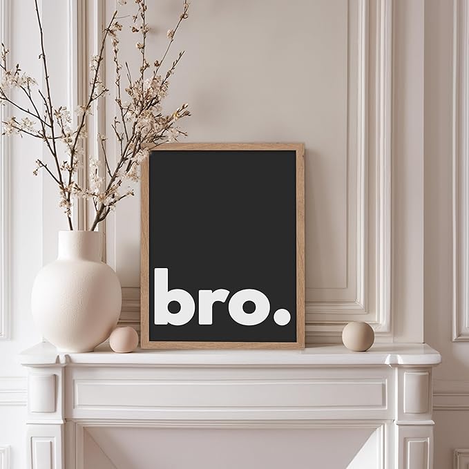 Poster Master Vintage Typography Poster - Retro Minimalist Print - Bro, Black and White, Simple, Plain - Gift for Friend, Boy, Men - Wall Decor for Bedroom, Dorm, Office, 11x14 Beige Framed