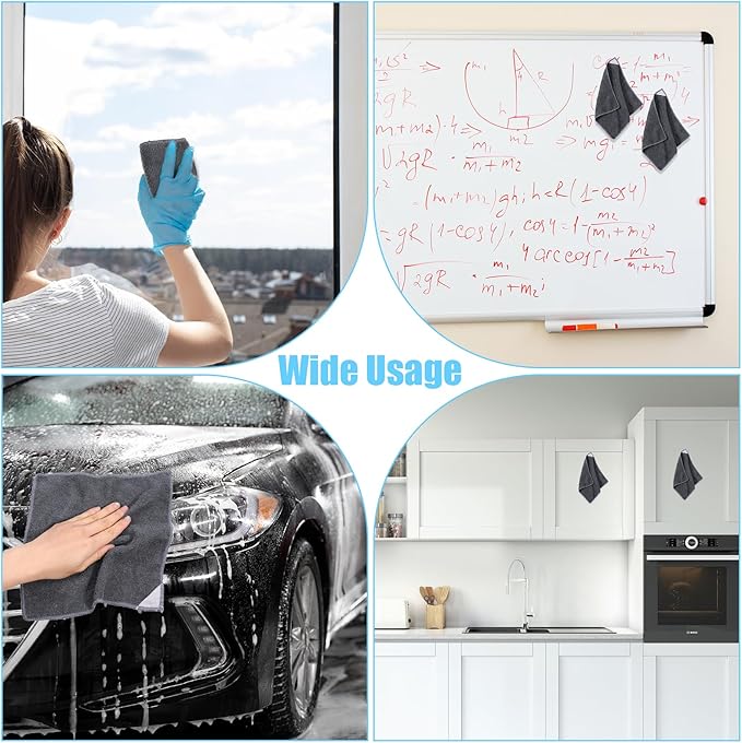 4 Pack Magnetic Cleaning Cloth Microfiber Dry Erase Eraser Board Cleaner Washable Whiteboard Cleaning Cloth Erasers for Blackboards Chalkboards Glassboards Home Office Gray 9.5'' x 9.5''