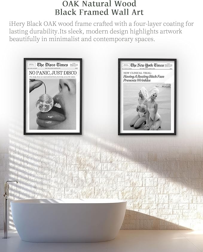 iHery Premium Natural Black OAK Wood 16x20in Having A Resting Face Prevents Wrinkles Trendy Framed Wall Art, Retro Hot Girls Canvas Wall Decor For Dorm Bedroom Living Room 1Pack
