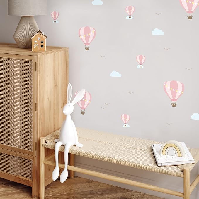 Hot Air Balloons - Easy-to-Apply & Removable Wall Stickers: Transform Your Toddlers Bedroom with Durable, Vibrant Peel-and-Stick Wall Decor – Stickers for Kids