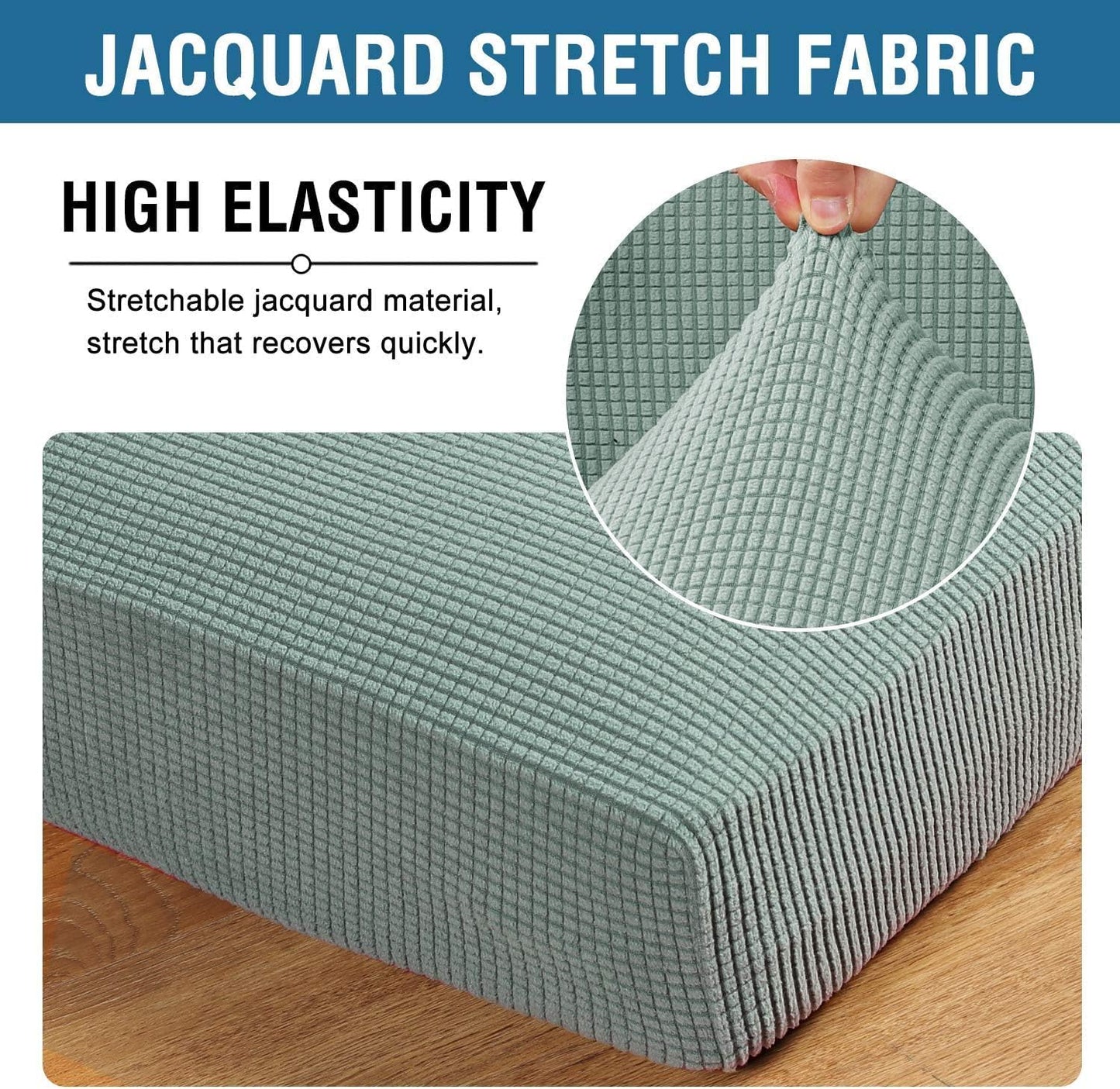 H.VERSAILTEX Super Stretch Individual Seat Cushion Covers Sofa Covers Couch Cushion Covers Slipcover Sets Thick Jacquard Textured Twill Fabric (1 Piece Chair Cushion Cover, Sage)