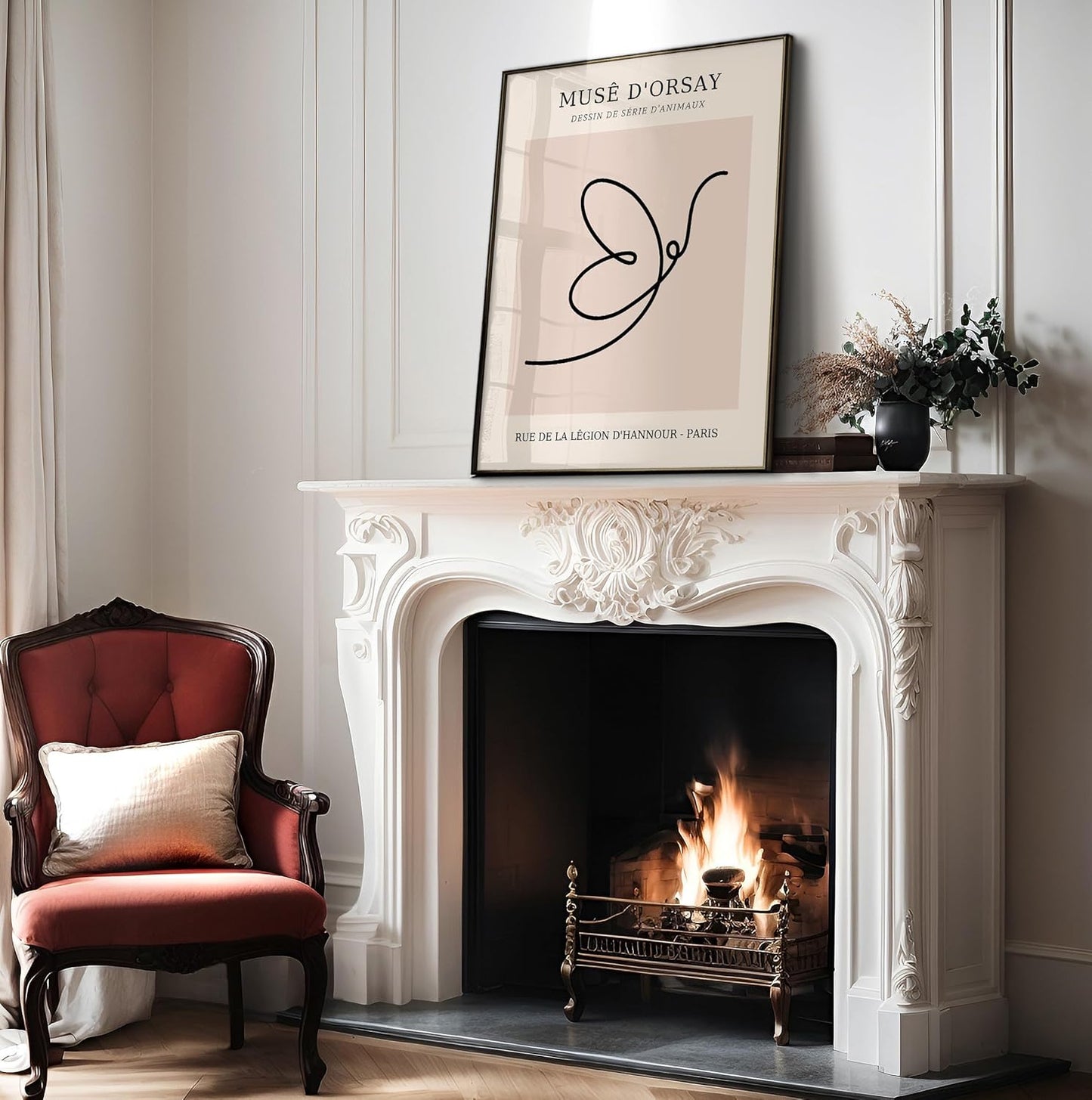 Poster Master Vintage Poster - Retro One Line Butterfly Drawing Print - Butterfly Line Art - Minimal Gift for Him, Her, Animal Lover - Abstract Decor for Home, Office, 24x32 Unframed Wall Art