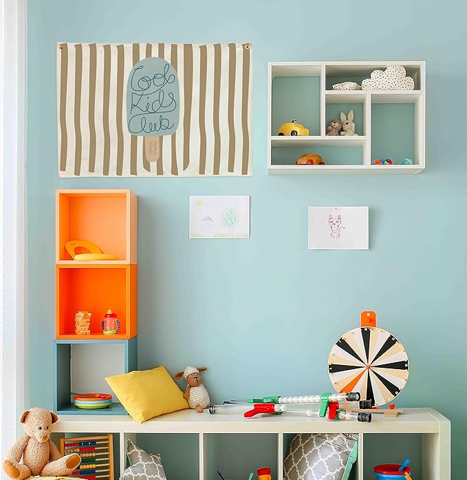 Cool Kids Club Nursery Canvas Banner-Hanging Rectangular Flag Sign for Baby Boy Girl Kids Teen,Bedroom Reading Room Playroom Decoration,Baby Shower Birthday Christmas Gift