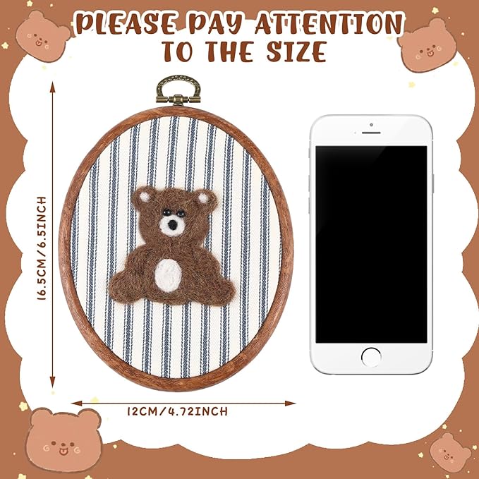 Chunful Felted Nursery Wall Decor Cute Wall Art Decorative Artwork for Nursery Themes Bathroom Living Room Classroom Home Decoration (Blue Striped Bear)