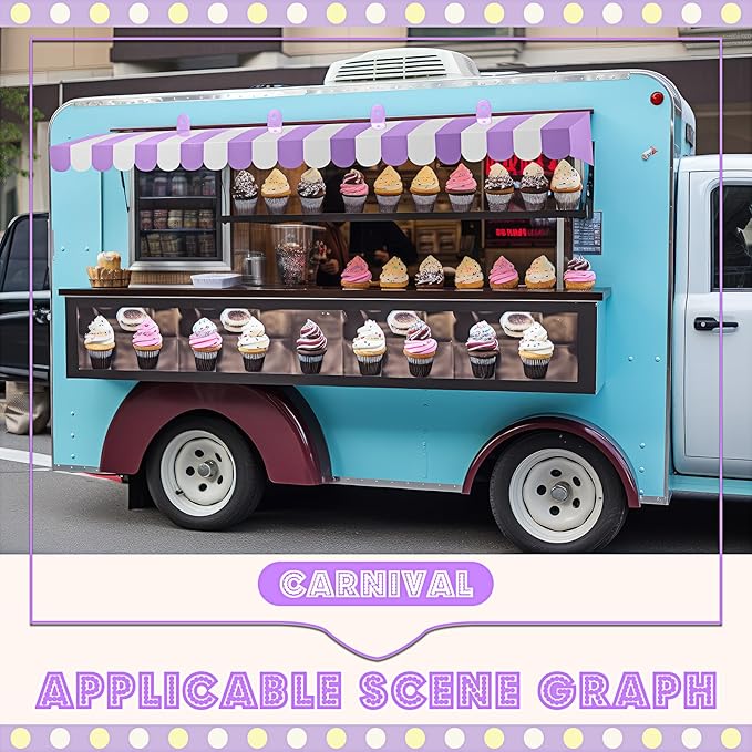 Boao 4 Pack Circus Awning Decoration 3D Stripe Cardboard Awning Carnival Wall Decor Circus Party Favors for Lemonade Stand Bakery Ice Cream Truck Bulletin Board Decor(Purple and White)
