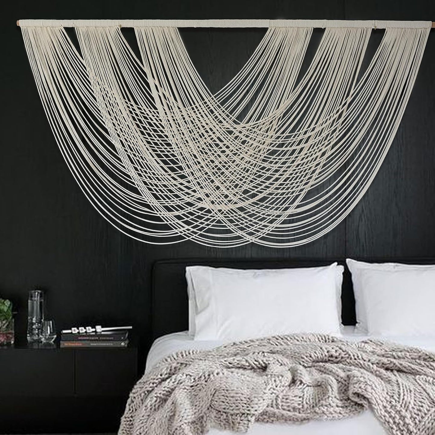 Flber Macrame Wall Hanging Large 57.00" W x 31.00" L Macrame Wall Decor Large Yarn Tapestry Home Boho Wall Decor