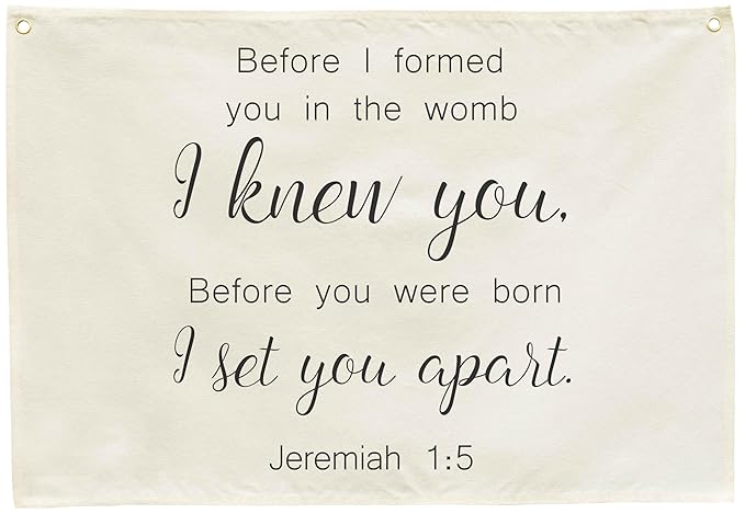Rectangular Christian Verse Canvas Banner Wall Decor-Scripture Flag Sign for Baby Girl Kid Teen,Bible Nursery Bedroom Nursery Decor,Baby Shower Birthday Baptism Christmas Gift-Before I Formed You
