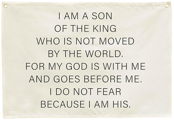 Christian Bible Verse Scripture Canvas Banner -Hanging Rectangular Flag for Baby Kids,Nursery Bedroom Playroom Nursery Decoration-Baby Shower Baptism Birthday Christmas Gift-I Am a Son of the King