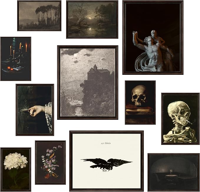 97 Decor Dark Academia Decor For Bedroom - Gothic Home Decor Aesthetic, Moody Dark Academia Wall Art, Vintage Halloween Posters For Room Aesthetic, Spooky Gothic Pictures Goth Decorations (UNFRAMED)