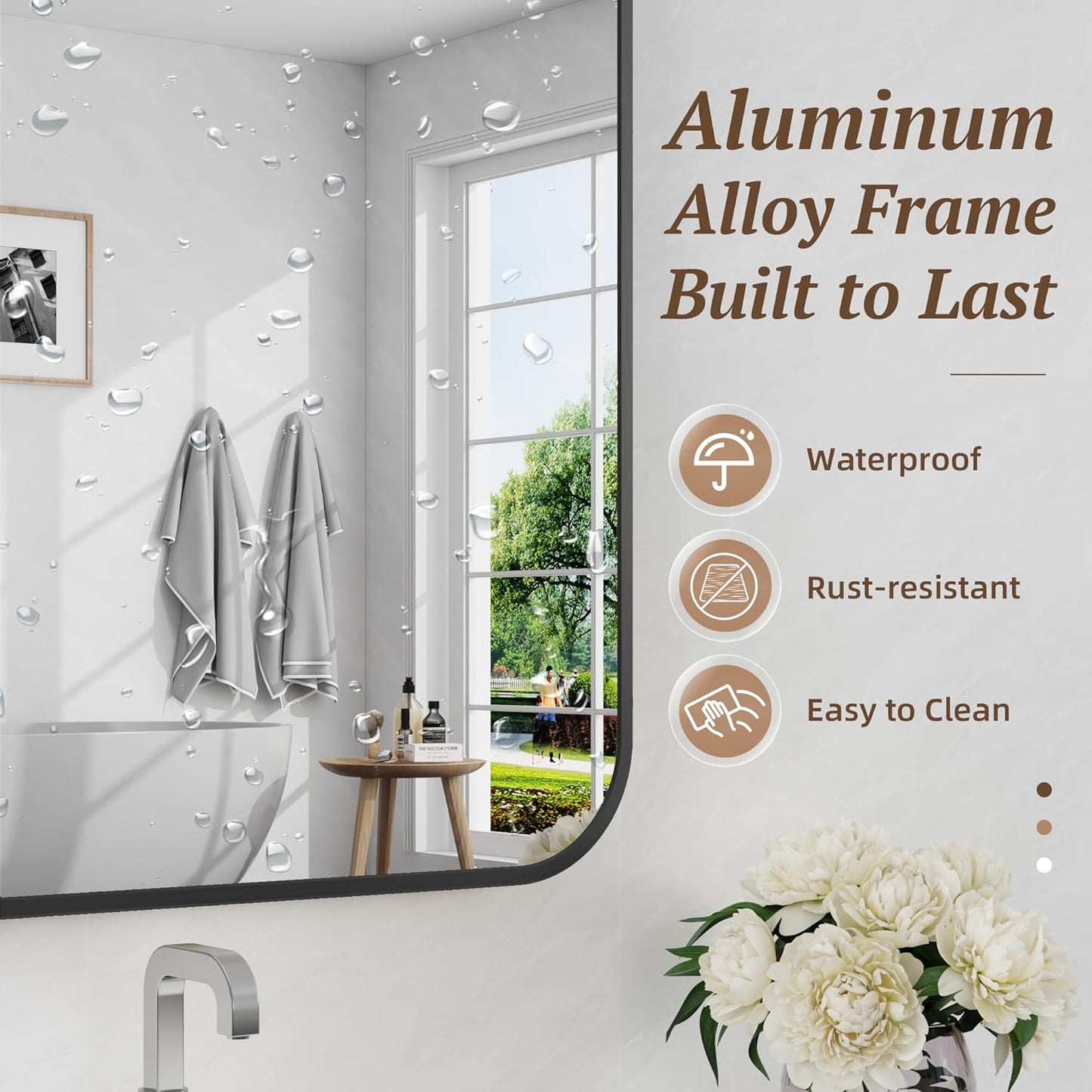 Bathroom Mirror 55" x 30", Large Rectangle Wall Mirror, Black Metal Frame Wall Mounted Mirrors for Bathroom, Vanity, Bedroom, Entryway Decor(Horizontal/Vertical)