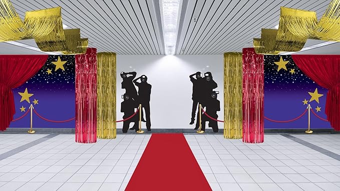 Beistle Paparazzi Cutouts – 4-Count Thin Printed Clear Plastic Hollywood Photographer Wall Backdrop Decorations for Awards Night Parties Celebrity Photo Props and VIP Event Décor, 5'3"
