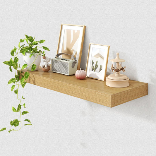 Deep Floating Shelves for Wall | 30 Inch Wide x 12 Inch Deep Floating Shelves | 30W x 12D Rustic Oak Wide Wall Shelves | Bookshelf Laundry Shelf TV Shelf