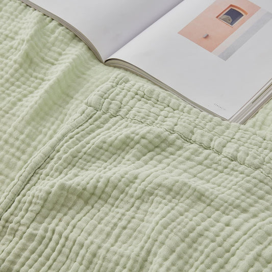 EMME Cotton Blanket Twin Size 100% Muslin Soft, Breathable Gauze, All Season, Pre-Washed (Mint Green, 60"x80")