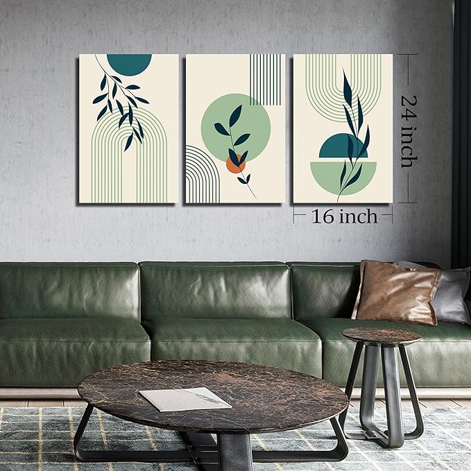 ZHAOSHOP Boho Artwork for Walls Bedroom Green Plants Prints Wall Art for Living Room 3 Piece Minimalism Picture Wall Decor Size 16 x 24 Inch