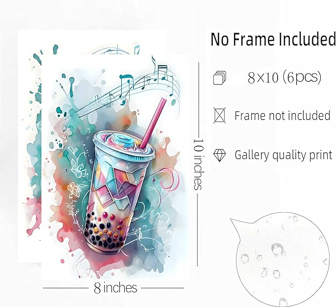 Suvinor 6Pcs Teen Girls Bedroom Canvas Wall Art Blue Preppy Perfume Cosmetics Headphones Painting Picture Wall Decor Music Lover Print Artwork for Girl Bedroom Bathroom Dorm Home Decoration Unframed