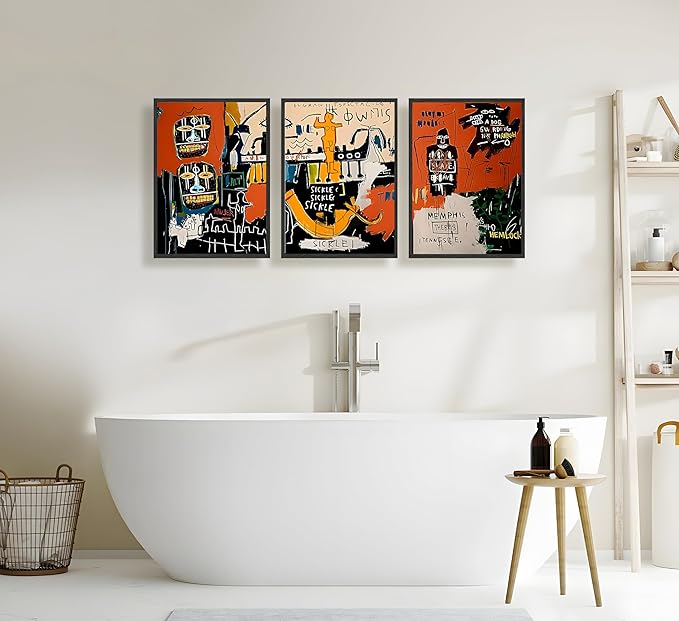 JWDXNOOK 3pcs Modern Colorful Graffiti Wall Art Street Canvas Prints Posters Modern Abstract Paintings Wall Decor for Urban Home Living Room Bedroom Bathroom Office Home Decor Unframed