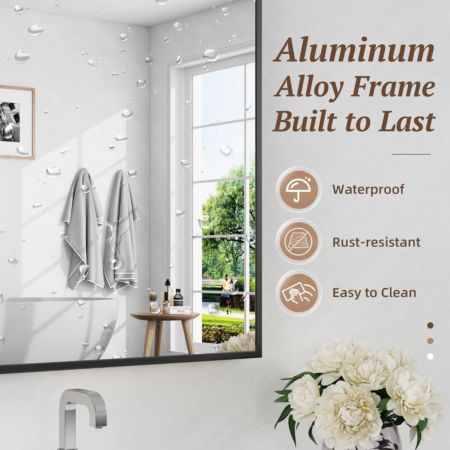 Bathroom Mirror 55" x 30", Large Rectangle Wall Mirror, Black Metal Frame Wall Mounted Mirrors for Bathroom, Vanity, Bedroom, Entryway Decor(Horizontal/Vertical)