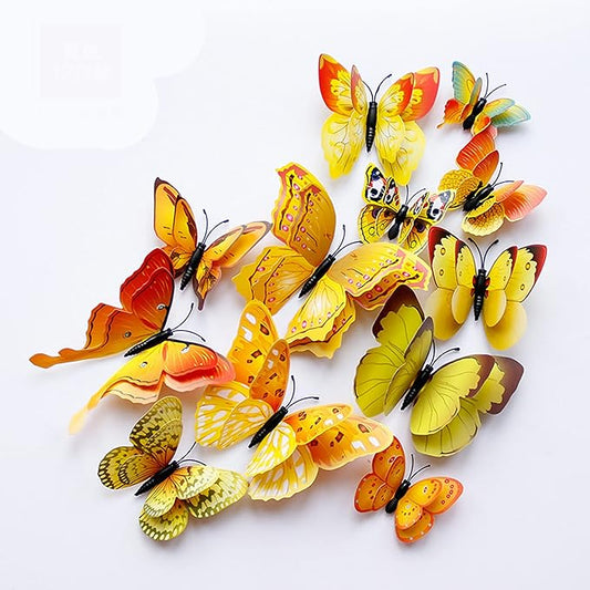 Butterfly Wall Decor 72 PCS, 3D Butterflies Stickers for Party Decorations with Magnets (Gold, 72)