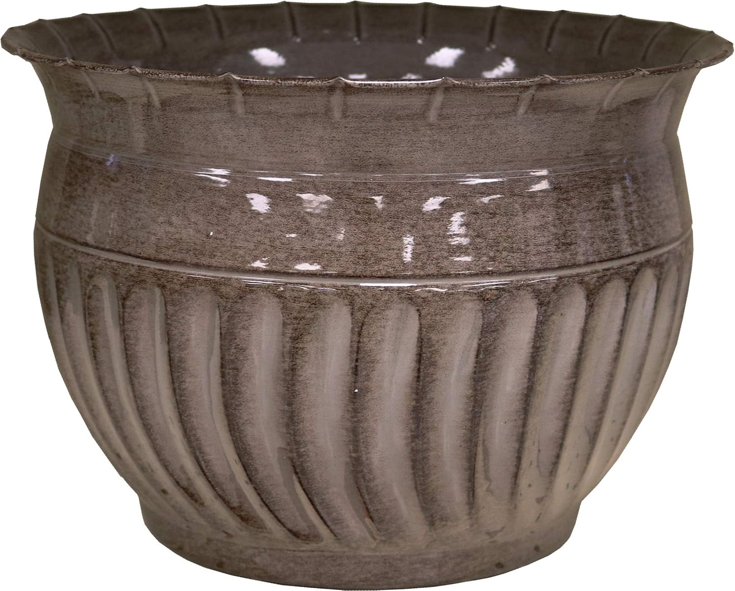 Headwind 6" Sutton - Rosewood Brown, Ironstone Metal Planter Pot. Indoor Outdoor Use