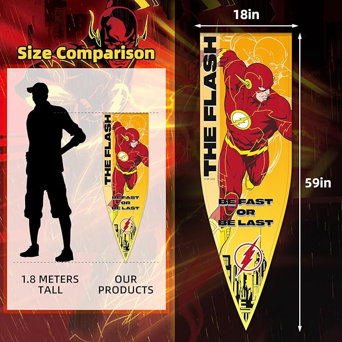 Superhero Banner Flag Backdrop Decor, 18"x59" Hero Themed Hanging Flags, Vibrant Party Decoration, Kids Bedroom Wall Decor