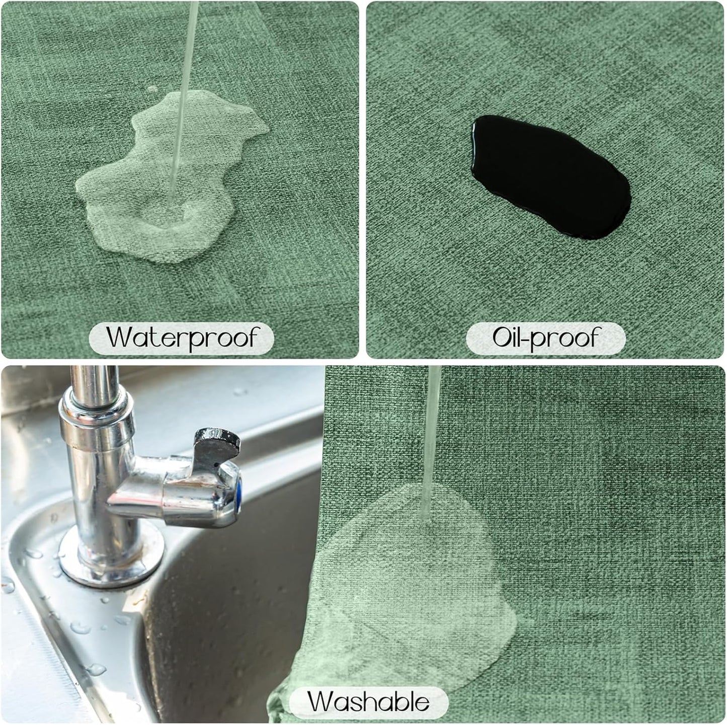 Romanstile Reversible Vinyl Placemats Set of 8, Faux Leather 100% Waterproof Oil-proof Wipeable Place Mats, Heat Resistant Dual Sided Table Mats for Kitchen/Dining/Party (Grey DarkGreen, 12 x 17 Inch)