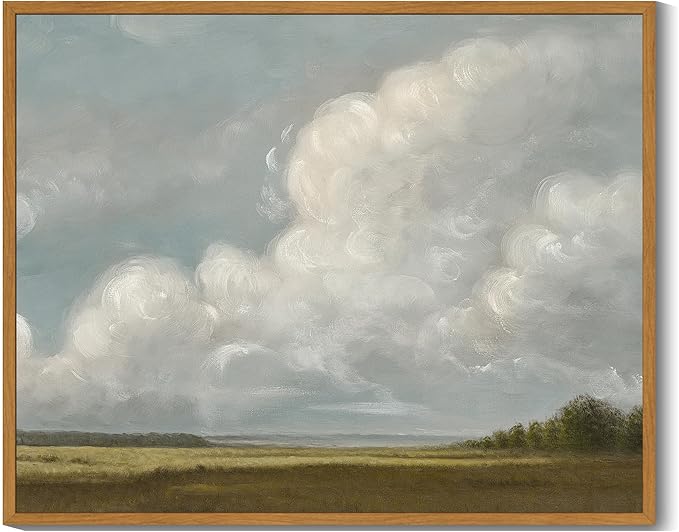 SHENIFY Vintage Framed Wall Art Grassland Meadow Landscape Scenery Rustic Home Decor Retro Decorations for Farmhouse Living Room Bedroom Ready to Hang Wall Artwork - 11x14in Natural Framed