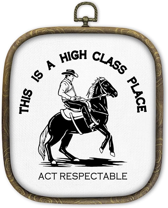 KSDUT Western Cowboy Wall Art Decor - Preppy Trendy Southwestern Wall Art Canvas Frame Hanging Prints, Foyer Entryway Modern Square Wall Decor for Home Dorm Decorations 6.5"x5.7"