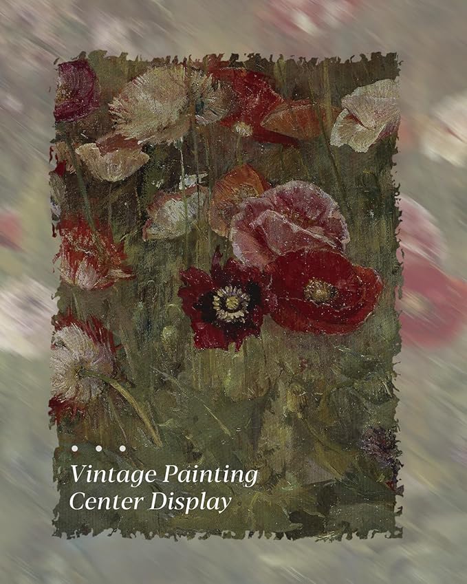 HUARCEY Framed Canvas Wall Art Prints, Bathroom Shelf Vintage Decor Aesthetic, Poppies Floral Paintings Farmhouse Wall Decor, Retro Table Desk Pictures for Bedroom Living Room, 12x16Inch