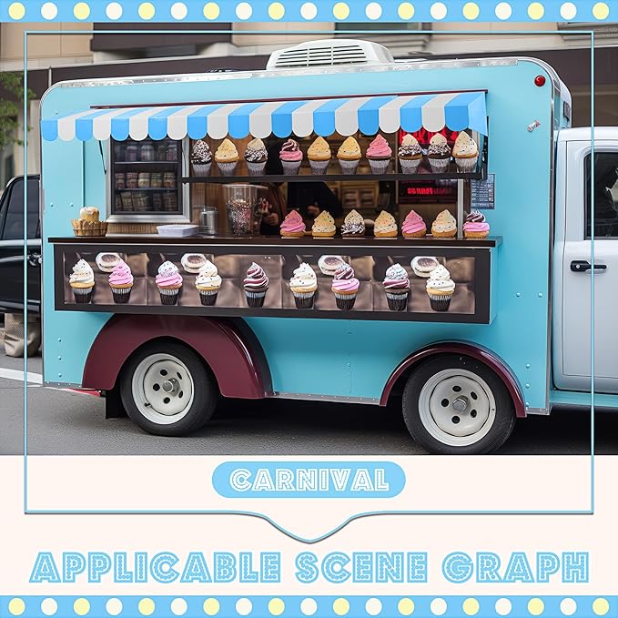 Boao 4 Pack Blue and White Awning Decoration 3D Stripe Cardboard Awning Carnival Wall Decor Circus Party Favors for Lemonade Stand Bakery Ice Cream Truck Bulletin Board Decor