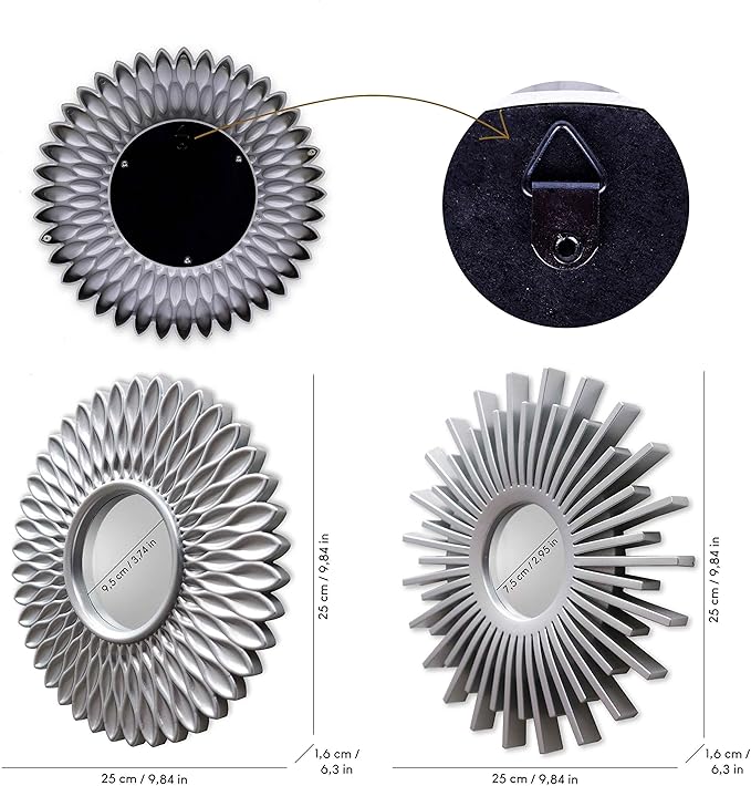BONNYCO Wall Mirrors Pack of 3 Round Silver Mirrors for Home Decor, Bedroom and Room. Espejos Decorativos de Pared Sala Dormitorio, Circle Wall Decor Minimalist Vintage, Chic. Gifts for Women Mums