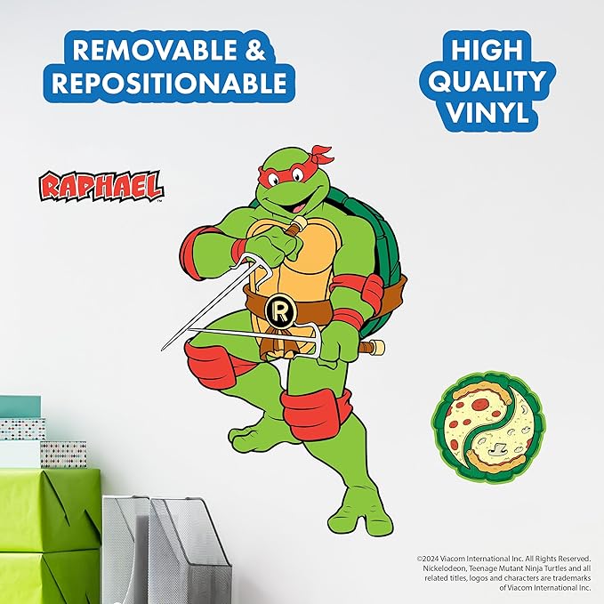 TMNT Teenage Mutant Ninja Turtles Raphael Wall Decal - 21" Raph Red Vinyl Wall Sticker Bedroom Decorations - Peel and Stick Room Decor