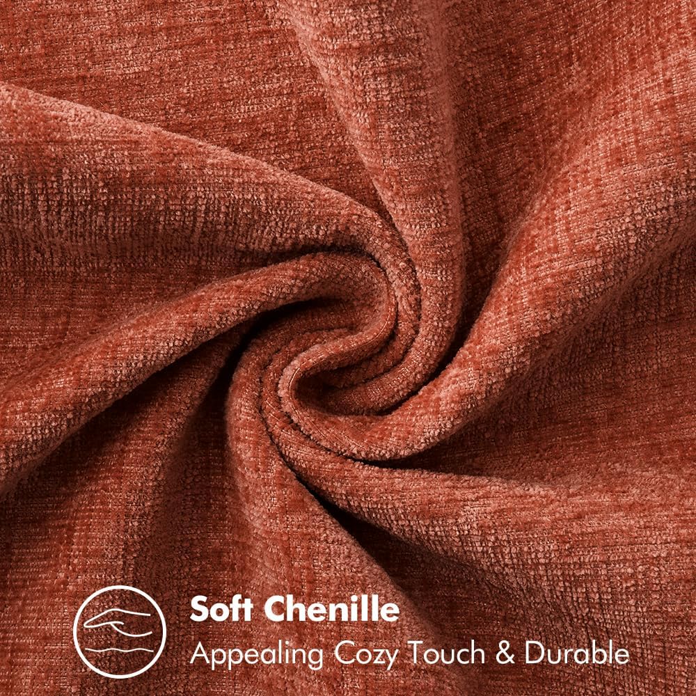 MIULEE Pack of 2 Fall Couch Throw Pillow Covers 12x20 Inch Burnt Orange Farmhouse Decorative Pillow Covers with Stitched Edge Soft Chenille Solid Dyed Pillow Covers for Sofa Bed Living Room