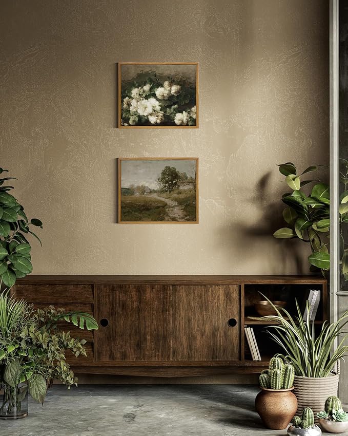 InSimSea Framed Canvas Wall Art Vintage Decor, Flower Prints Room Wall Decor, Botanical Prints Wall Art for Living Room Decorations, Rustic Artwork for Bathroom Bedroom, 9"x11"