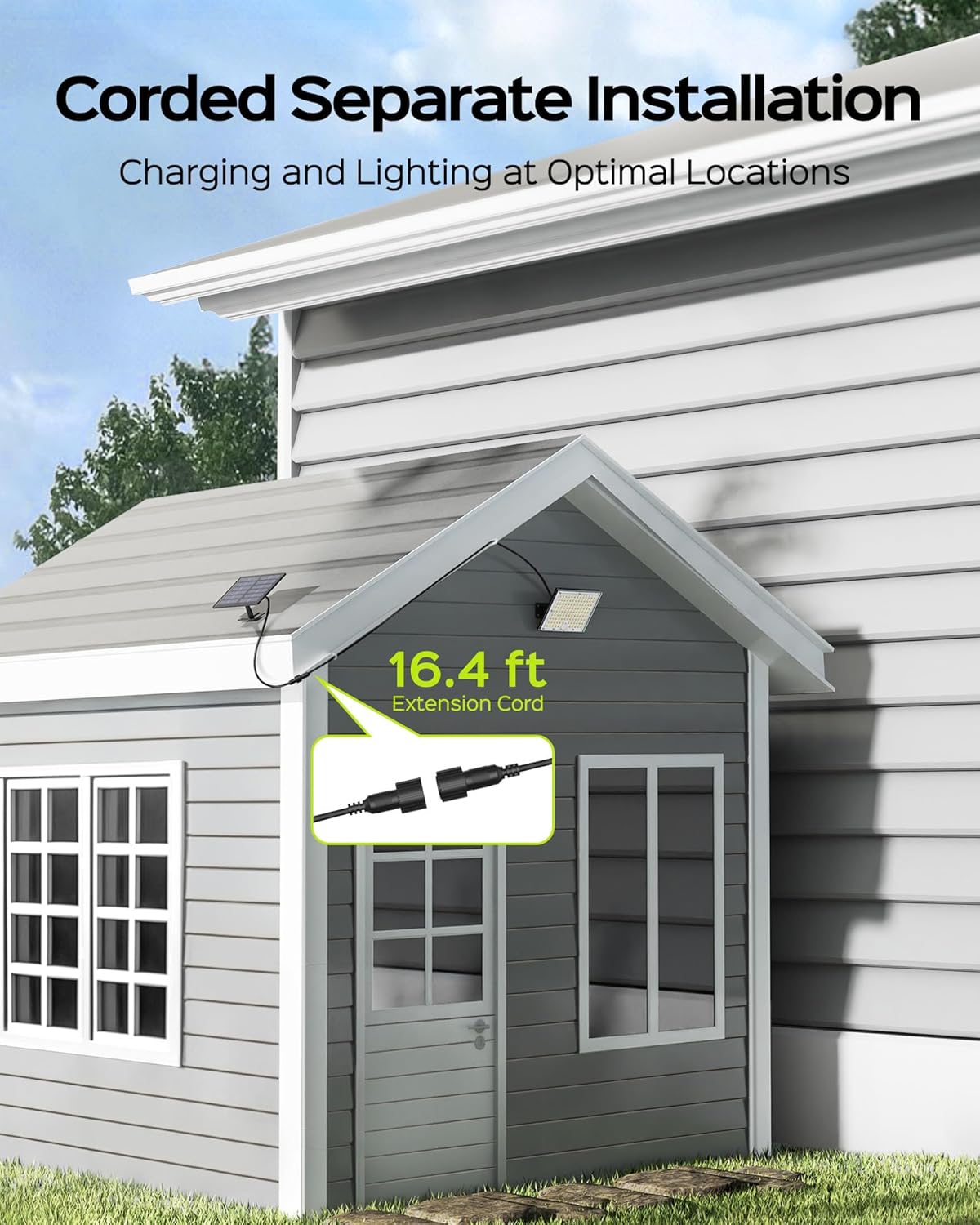 JACKYLED Solar Lights Outdoor with Motion Sensor, 113LED Cool White Solar Flood Lights, Waterproof Dusk to Dawn Solar Powered Security Spot Lights for Porch Patio Yard Garage, 1 Pack