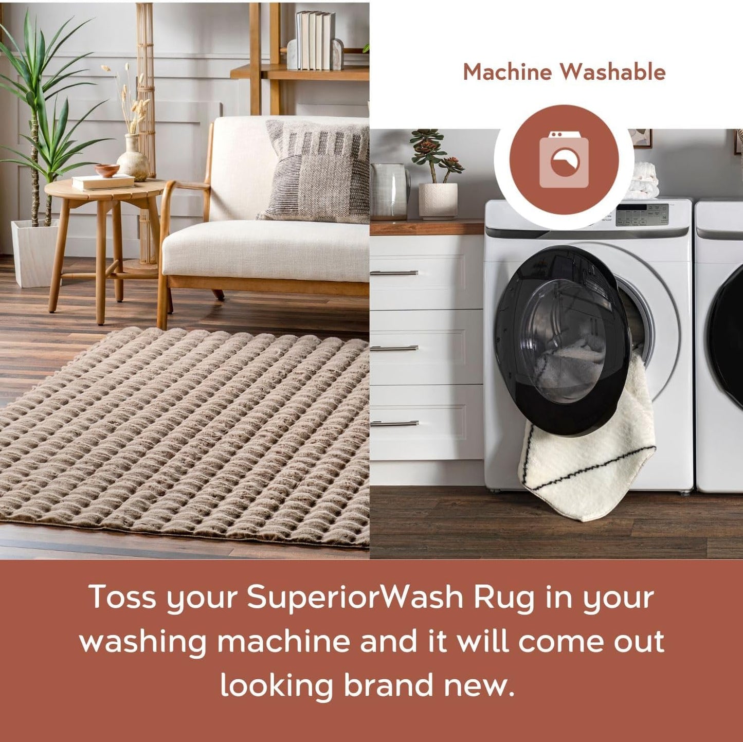 nuLOOM Jeni Checkered 6 Round Machine Washable Area Rug for Living Room Bedroom Dining Room Kitchen, Taupe