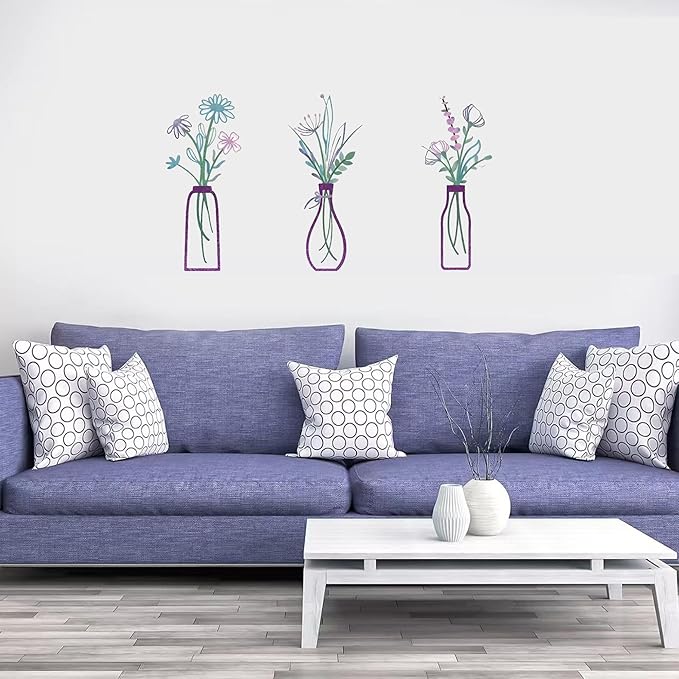Nonforgetta 3 Pieces Metal Flowers Wall Arts - Rustic Farmhouse Decor Minimalist Flower Wall Decors for Living room Bathroom Bedroom Dining Room-Housewarming Gifts