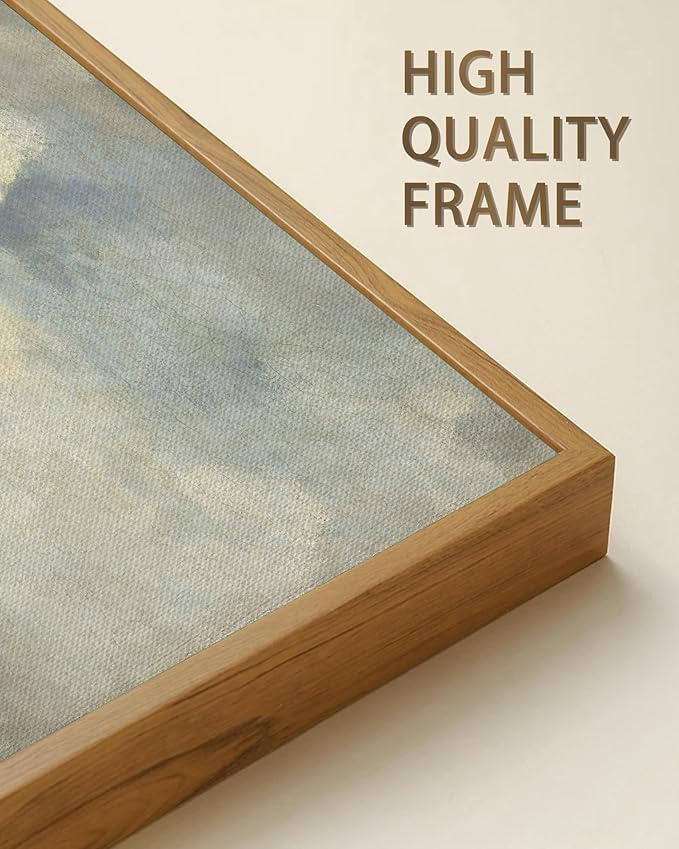 SHENIFY Vintage Landscape Framed Wall Art Sky Cloud Nature Farmhouse Decor Retro Classical Painting for Hallway Bedroom Living Room Dining Room - 20x40in Natural Framed