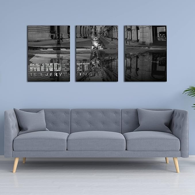 3 Panels Motivational Canvas Wall Art Inspirational Wall Art Entrepreneur Quotes Poster Print Artwork Painting Picture for Framed Home Decoration Living Room office bedroom 60" W x 28" H