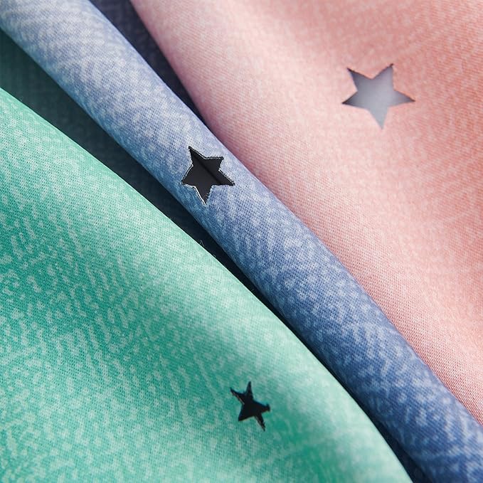 XiDi Curtains for Bedroom Decor, Rainbow Pinkgreen grey52/96