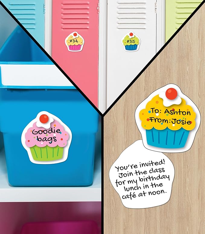 Carson Dellosa 102 pc Bundle of Birthday Decorations, Crowns, Colorful Balloons and Cupcake Cutouts for Party, Classroom, Bulletin Board, and Wall Decor