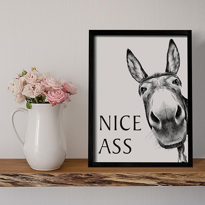 Heiple Framed Bathroom Art Bathroom Wall Decor Farmhouse Home Decor Sets Vintage Funny Wall Art Signs (Black, 12"x16")