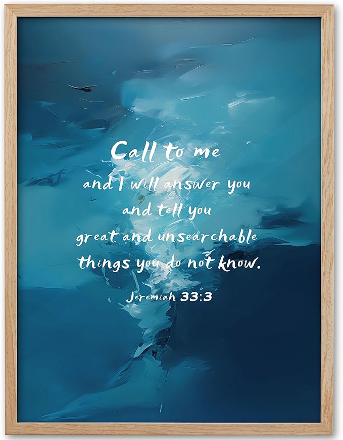 KensTro Natural OAK Wood Nursery Room Decor Framed Wall Art,12x16 in Inspirational Christian Bible Verse Wall Art,Call To Me,I Will Answer You Jeremiah 33:3 Print for Boys Girls Bedroom Decor Set of 1