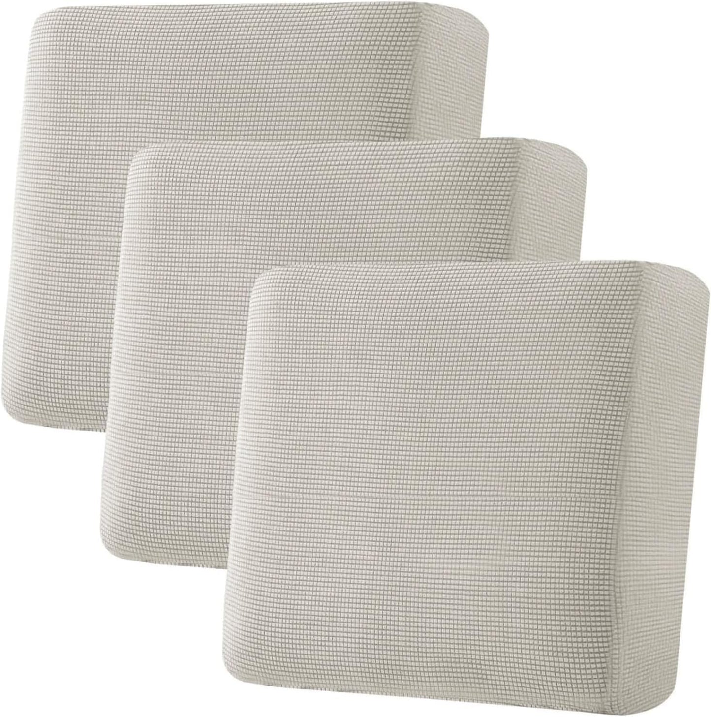 H.VERSAILTEX Super Stretch Individual Seat Cushion Covers - Sofa & Couch Cushion Slipcover Sets - Thick Jacquard Textured Twill Fabric (3 Piece XL Sofa Cushion Covers, Island Fossi)