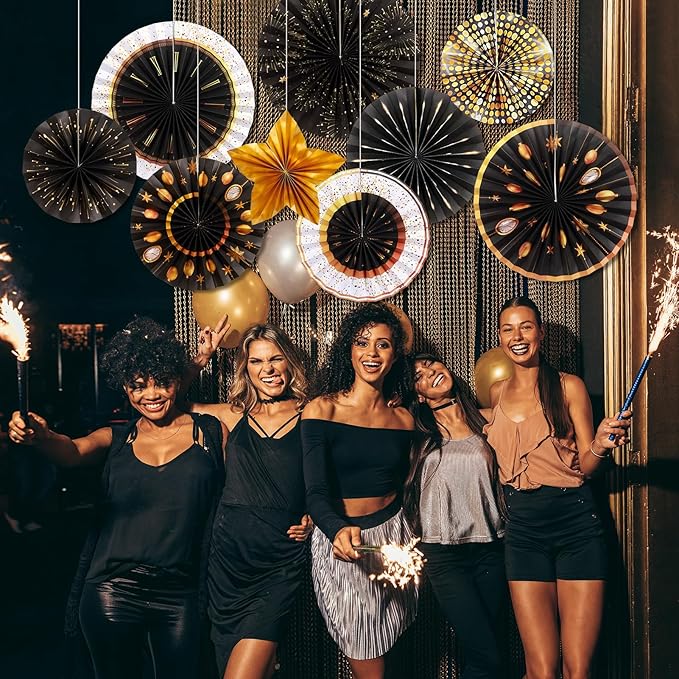 2025 New Year Party Decorations New Years Eve Ceiling Hanging Decor with Fireworks New Year Countdown Party Supplies for Home Office Classroom Hello 2025 Theme Party