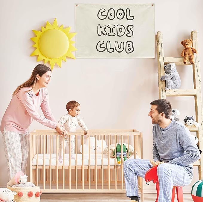 Nursery Rectangular Canvas Banner Wall Decor for Nursery Bedroom Reading Room Playroom Decor,Poster Flag Sign Wall Art for Baby Boy Girl Kids-Baby Shower Birthday Christmas Gift-Cool Kids Club