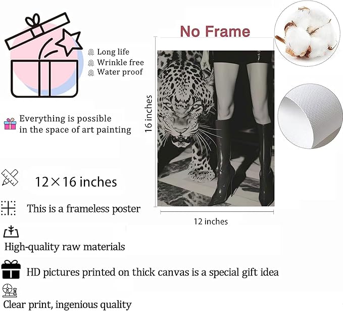6pcs Trendy Leopard Wall Art Neutral Black And White Cheetah Paintings Martini Lucky Posters Prints Poker Preppy Fashion Luxury Wall Decor For Girly Bedroom Apartment Dorm Decoration(Unframed)