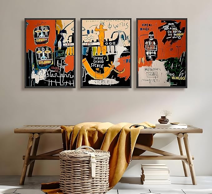 JWDXNOOK 3pcs Modern Colorful Graffiti Wall Art Street Canvas Prints Posters Modern Abstract Paintings Wall Decor for Urban Home Living Room Bedroom Bathroom Office Home Decor Unframed