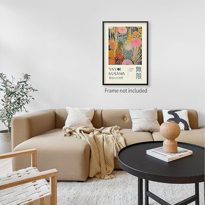 Abstract Yayoi Kusama Posters Japanese Wall Art Vintage Tokyo Aesthetic Prints Yayoi Kusama Inspired Japanese Gallery Wall Art for Stylish Room Bedroom Living Room Decor 12x16in Unframed