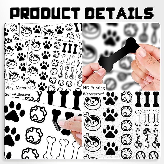 Dog Paw Wall Decal, 6 Sheets Paw Print and Dog Bone Stickers Vinyl Puppy Paws Wall Stickers for Dogs Room Decor Nursery Bedroom Room Decorations